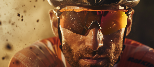 Mann mit Sportsonnenbrille von vorne